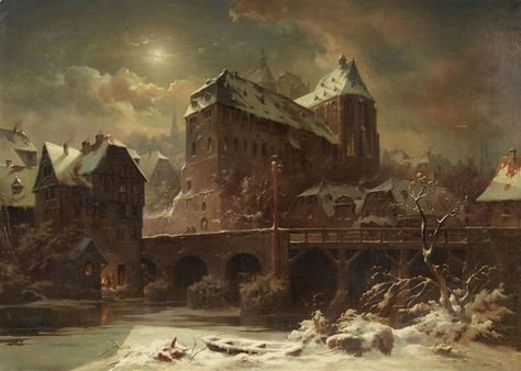 Eduard Stiegel (1818 - 1879) View of Marburg with the Old Univer - оригинал