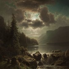 Оригинал схемы вышивки «Evening on the lake by Adolf Chwala (1836-1900)» (№1942467)