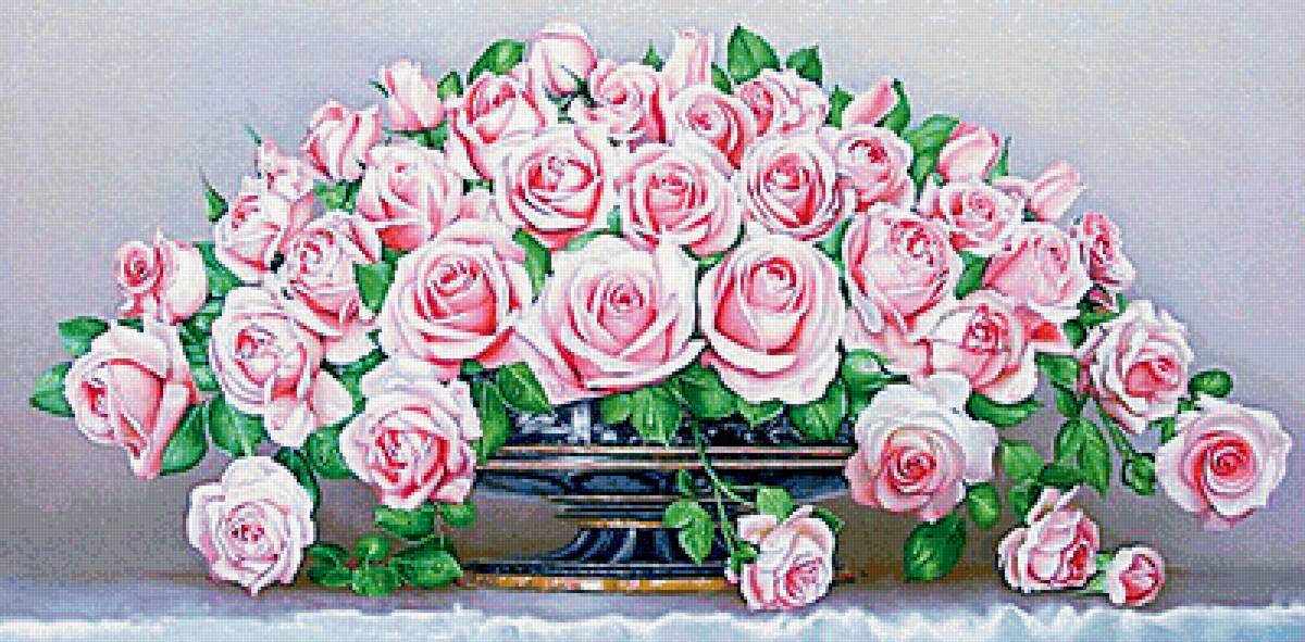 Розы - розовые розы, цветы, цветы в вазе - предпросмотр