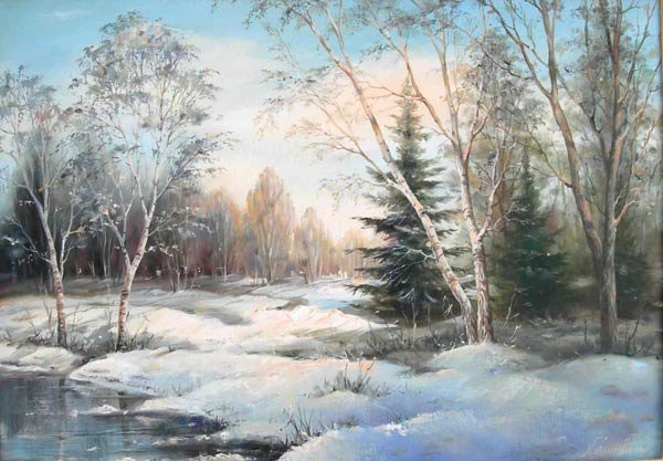 №1951064 - лес, река, елки, зима, пейзаж, природа - оригинал