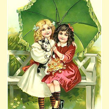Схема вышивки «Девочки с зонтиком.»