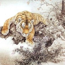 Схема вышивки «Тигр китайская техника»