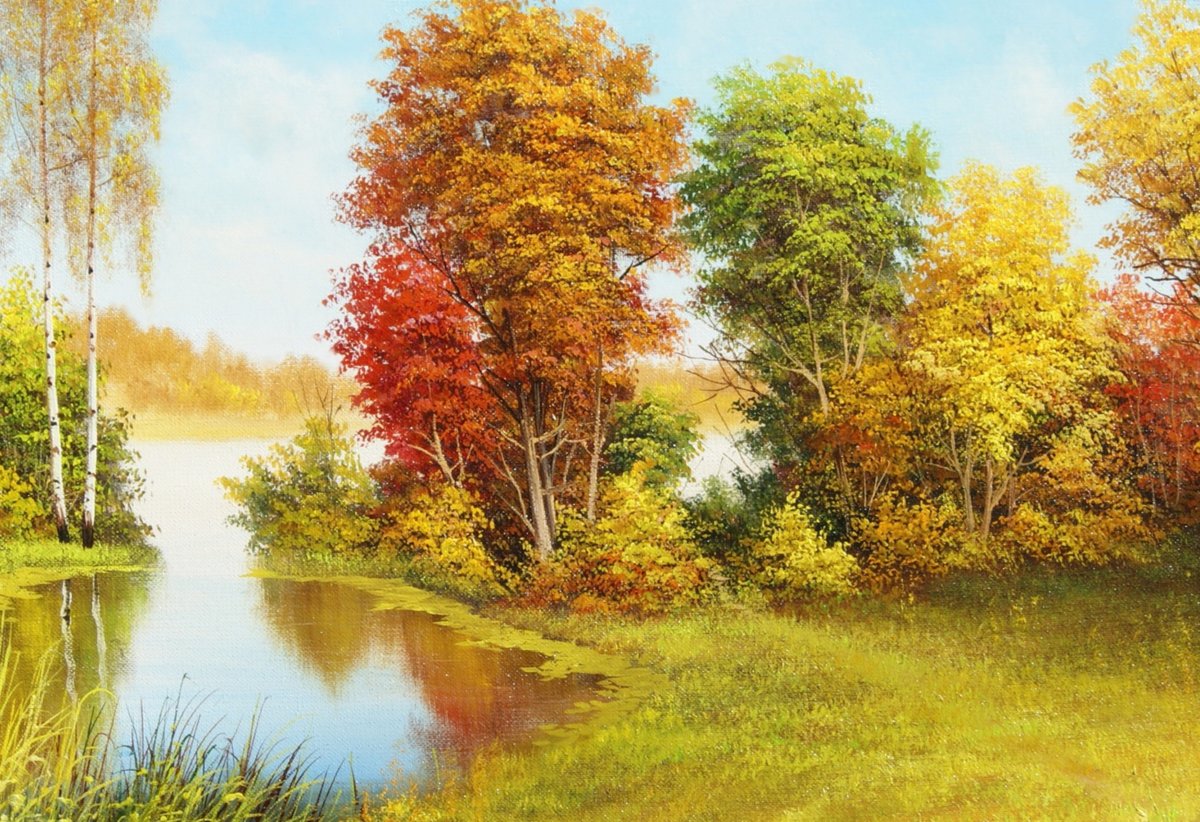 осень - река, деревья, пейзаж, осень, природа - оригинал