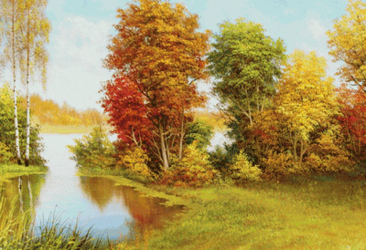 осень - осень, пейзаж, река, деревья, природа - предпросмотр