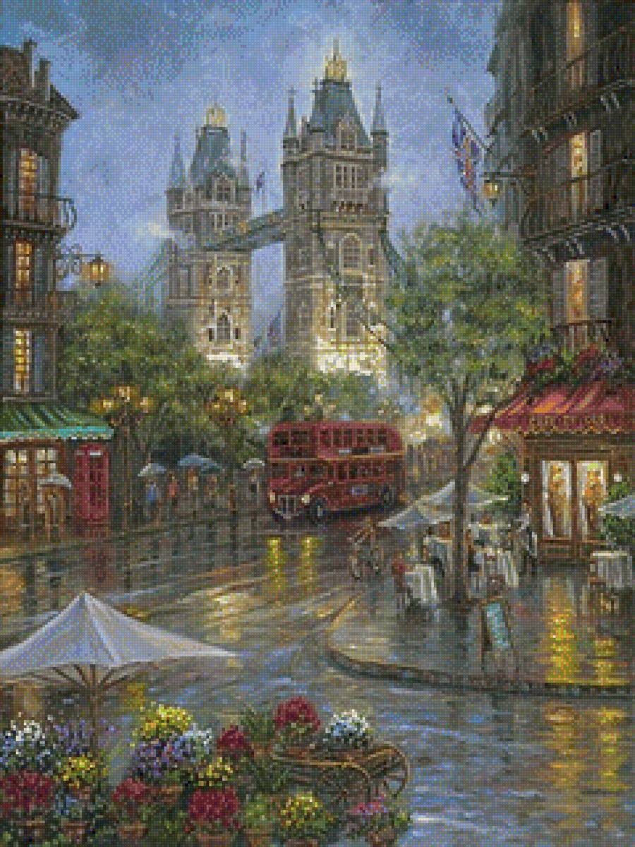 Дъждовен ден в Лондон - пейзаж, город - предпросмотр