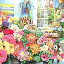 Оригинал схемы вышивки «магазин цветов» (№1958683)