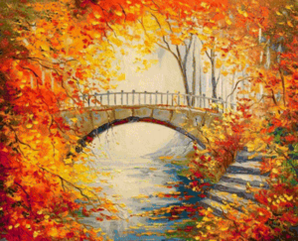 осень - осень, картина, лестница, мостик - предпросмотр