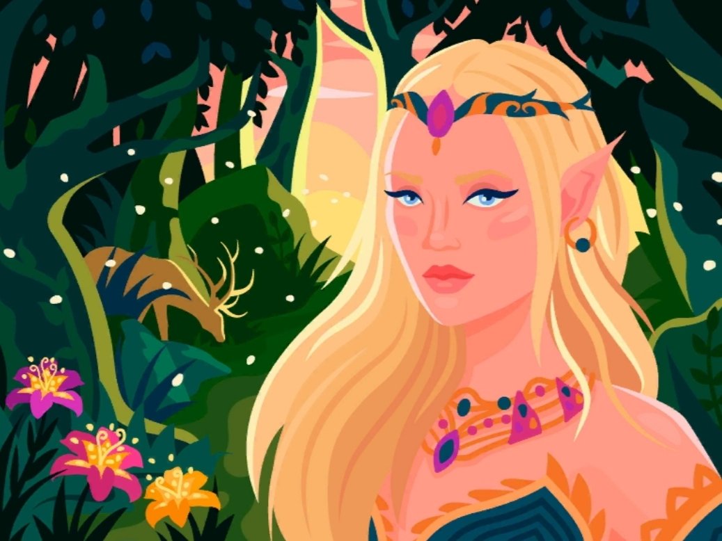 Эльфийская принцесса - девушка, принцесса, корона, сказка, эльф - оригинал
