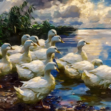 Схема вышивки «Ducks on the shore of Lake.»