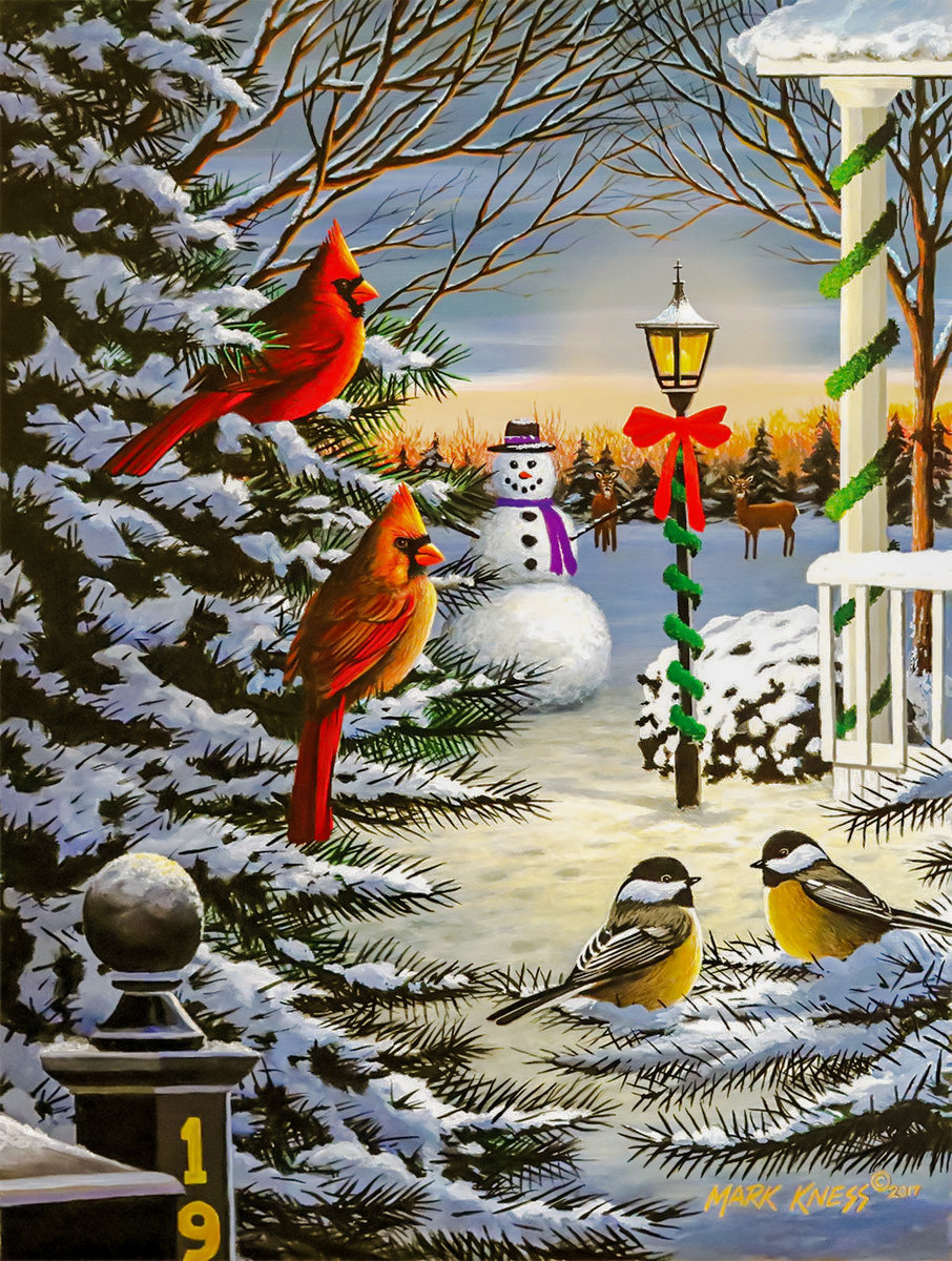 Holiday Friends. - mark kness art.christmas.birds. - оригинал