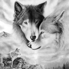 Схема вышивки «Волчья пара»