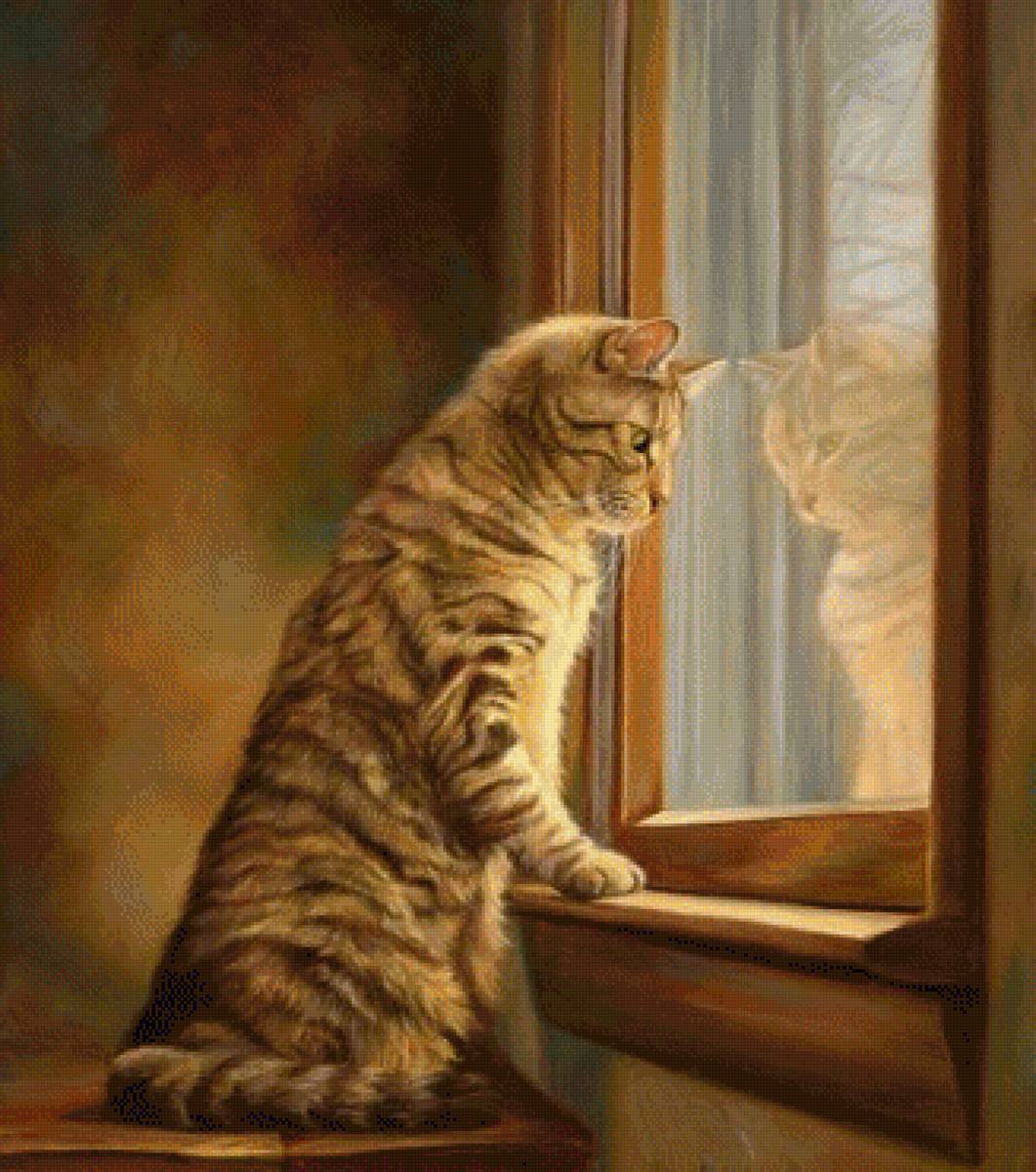 Котик - кот и окно - предпросмотр