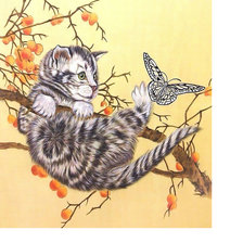 Оригинал схемы вышивки «Котик и бабочка.» (№1975524)