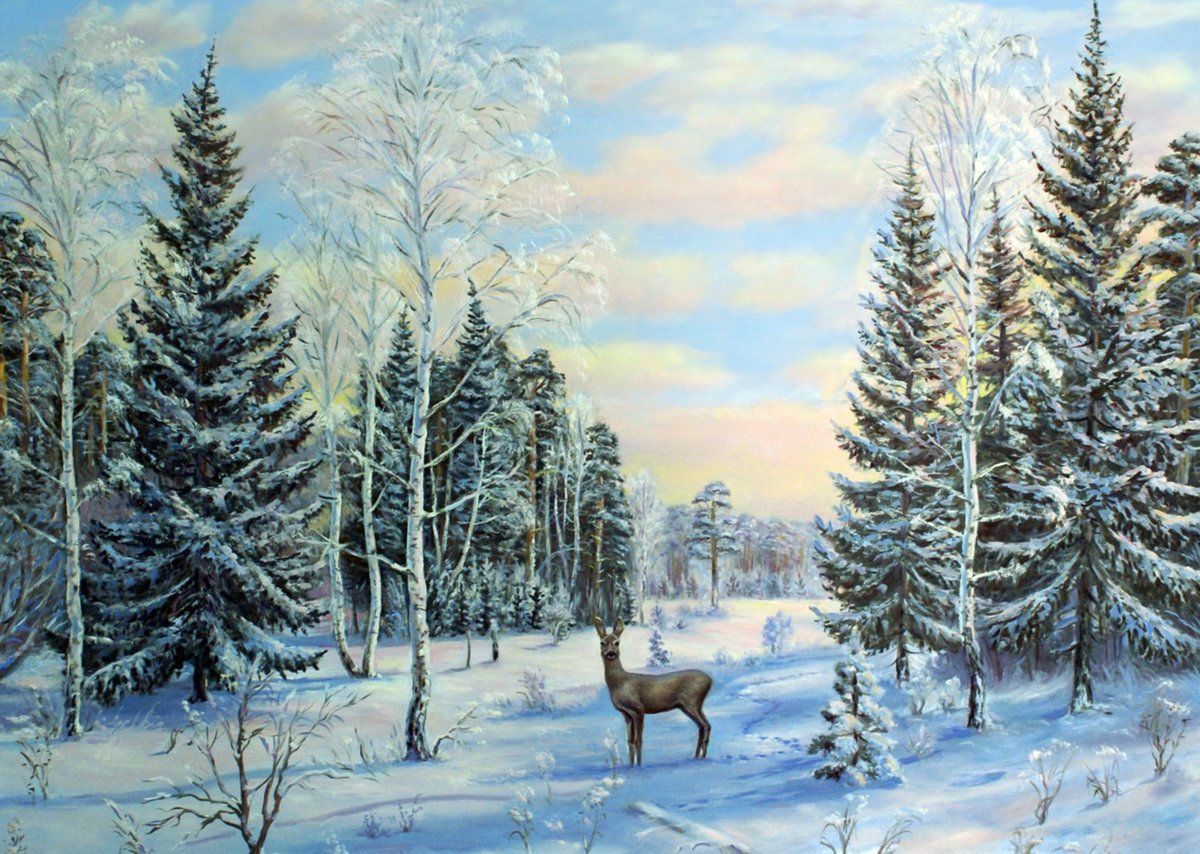 зима - деревья, пейзаж, снег, зима - оригинал