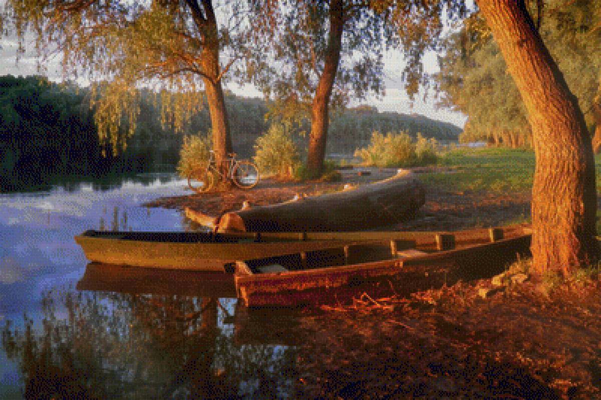 №1978112 - лодки.закат, природа.речка - предпросмотр