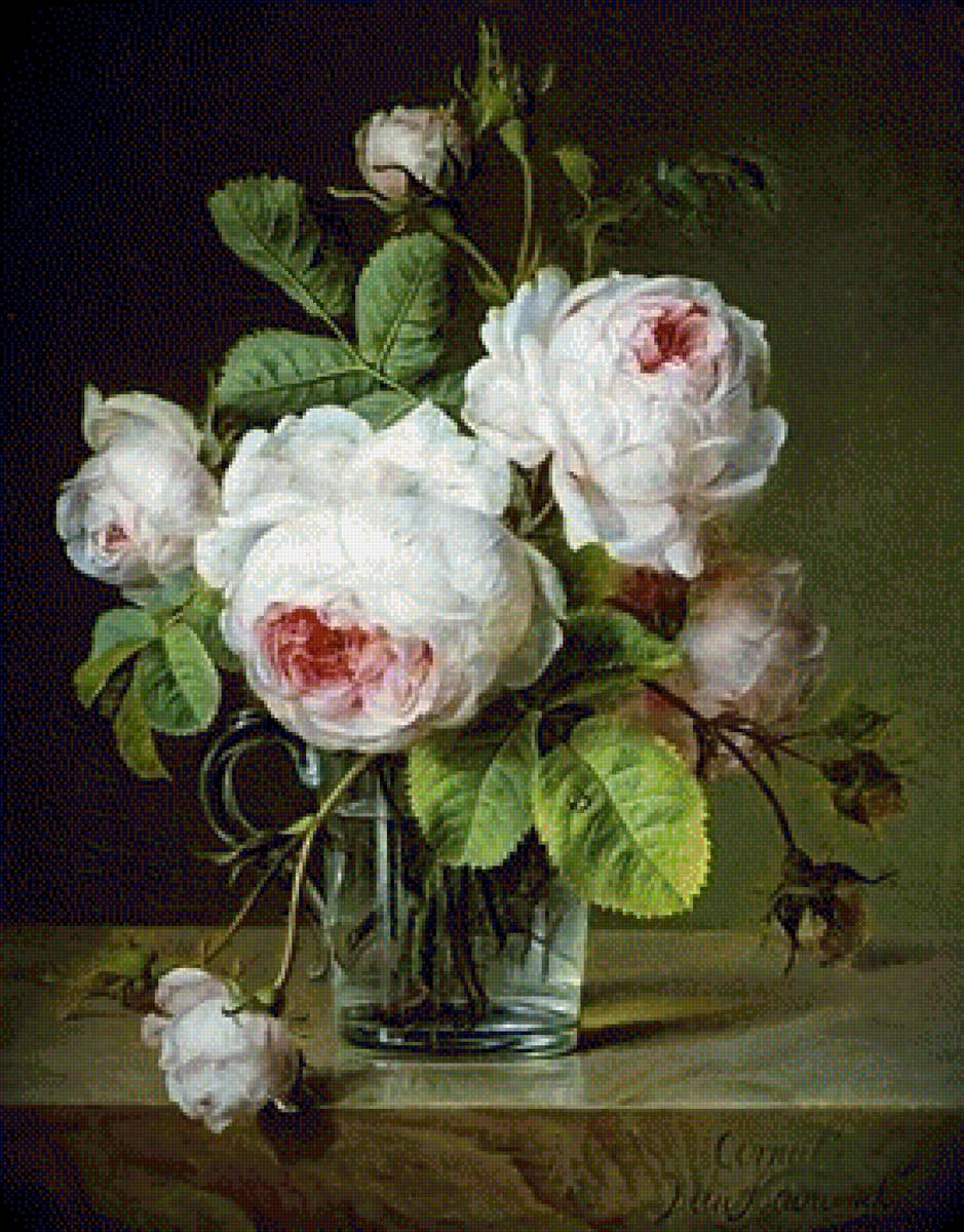 Roses In A Glass Vase - розы - предпросмотр