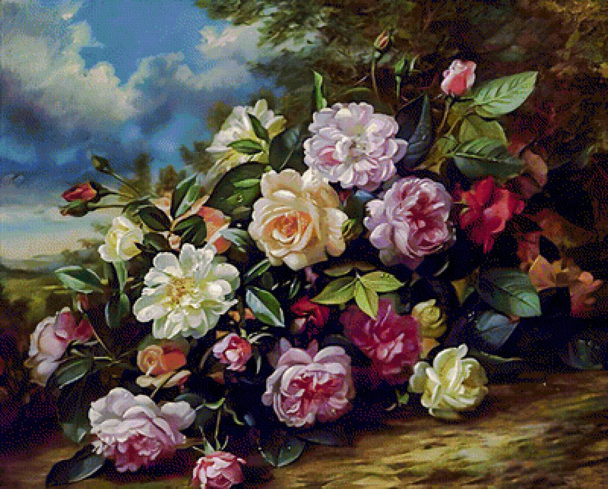Bouquet of Roses. - albert williams painter.flowers and gardens. - предпросмотр