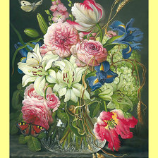 Оригинал схемы вышивки «Цветочный натюрморт с бабочками.» (№1983504)
