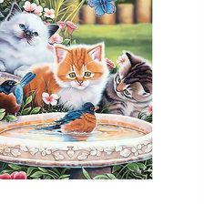 Оригинал схемы вышивки «Котята и птички.» (№1983638)
