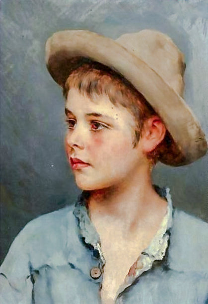 His New Hat. - eugene de blaas paints.children.portrait. - оригинал