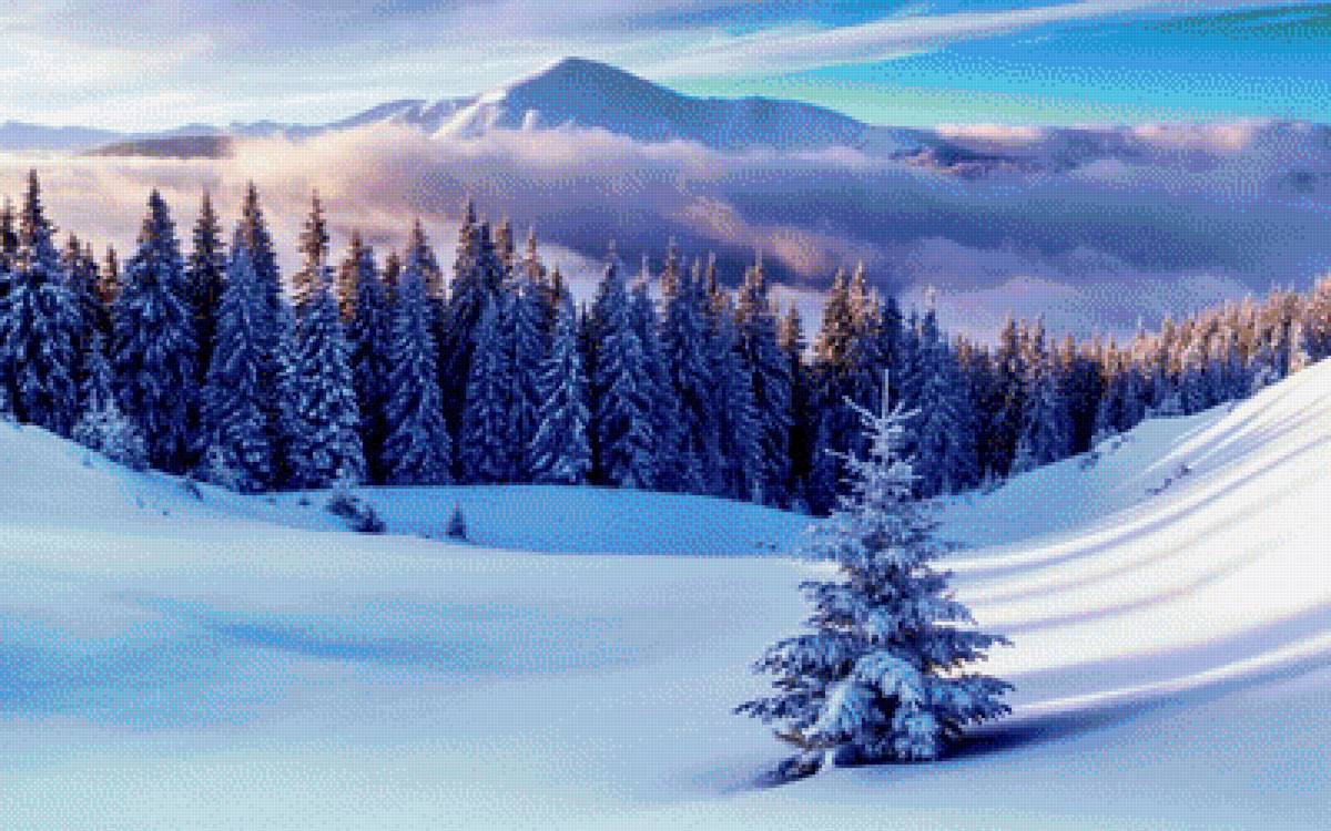 №1984665 - горы, природа, снег, облака, зима, лес - предпросмотр