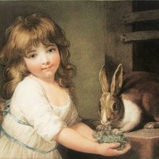 Оригинал схемы вышивки «Девочка с кроликом» (№1986846)