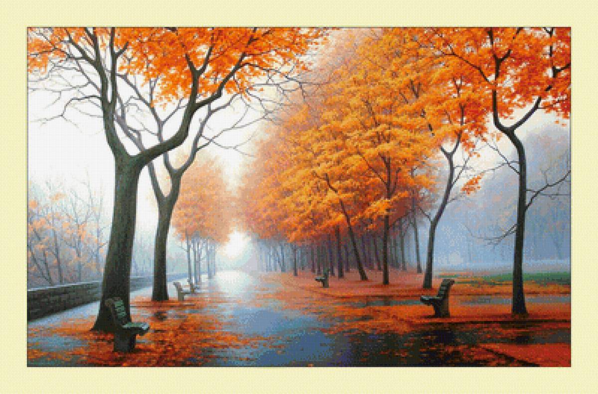Осенний парк. - природа, листопад, пейзаж, парк, осень - предпросмотр