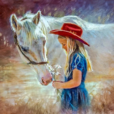 Схема вышивки «The Girl with her Beautiful Horse.»