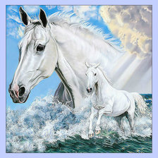 Схема вышивки «Белые лошади.»