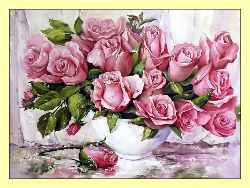 Розы. - розы, букет, живопись, цветы - оригинал