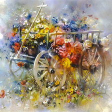 Оригинал схемы вышивки «Cart with Flowers.» (№1991517)