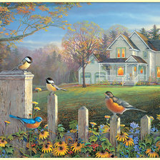 Схема вышивки «Пейзаж с птицами.»