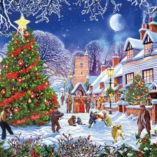 Оригинал схемы вышивки «Рождественская елка в деревне» (№1992102)