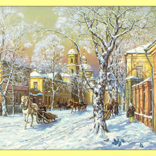 Оригинал схемы вышивки «Зимний городской пейзаж.» (№1994735)