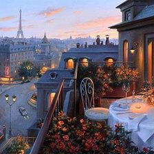 ужин на балконе в Париже