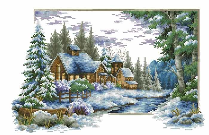 Времена года  зима - природа, зима, дом - оригинал