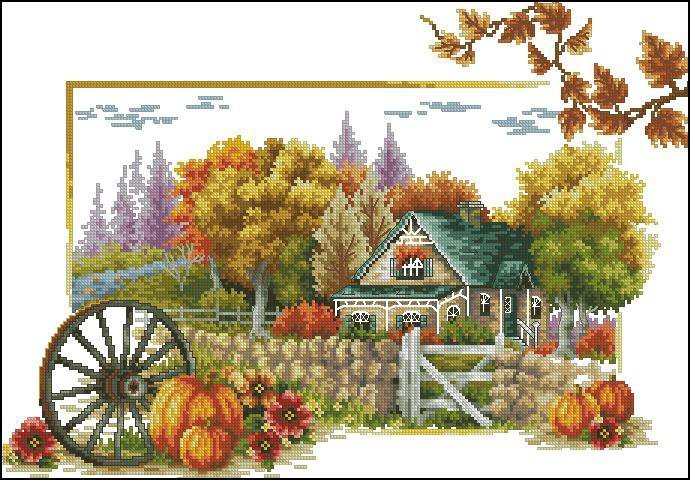 Времена года осень - природа дом осень - оригинал