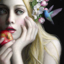 Девушка с яблоком и колибри