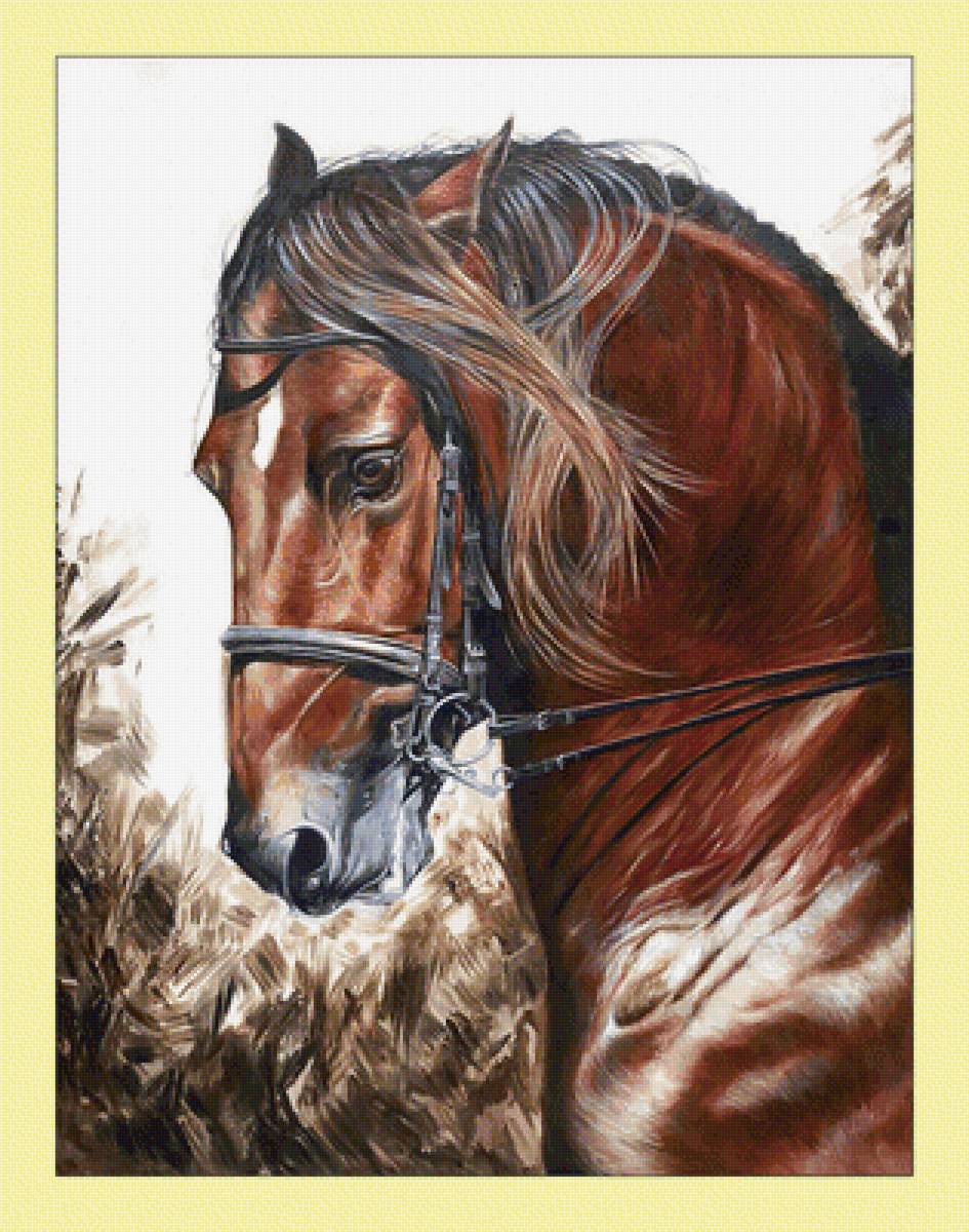 Конь. - лошадь, животные, живопись, конь - предпросмотр