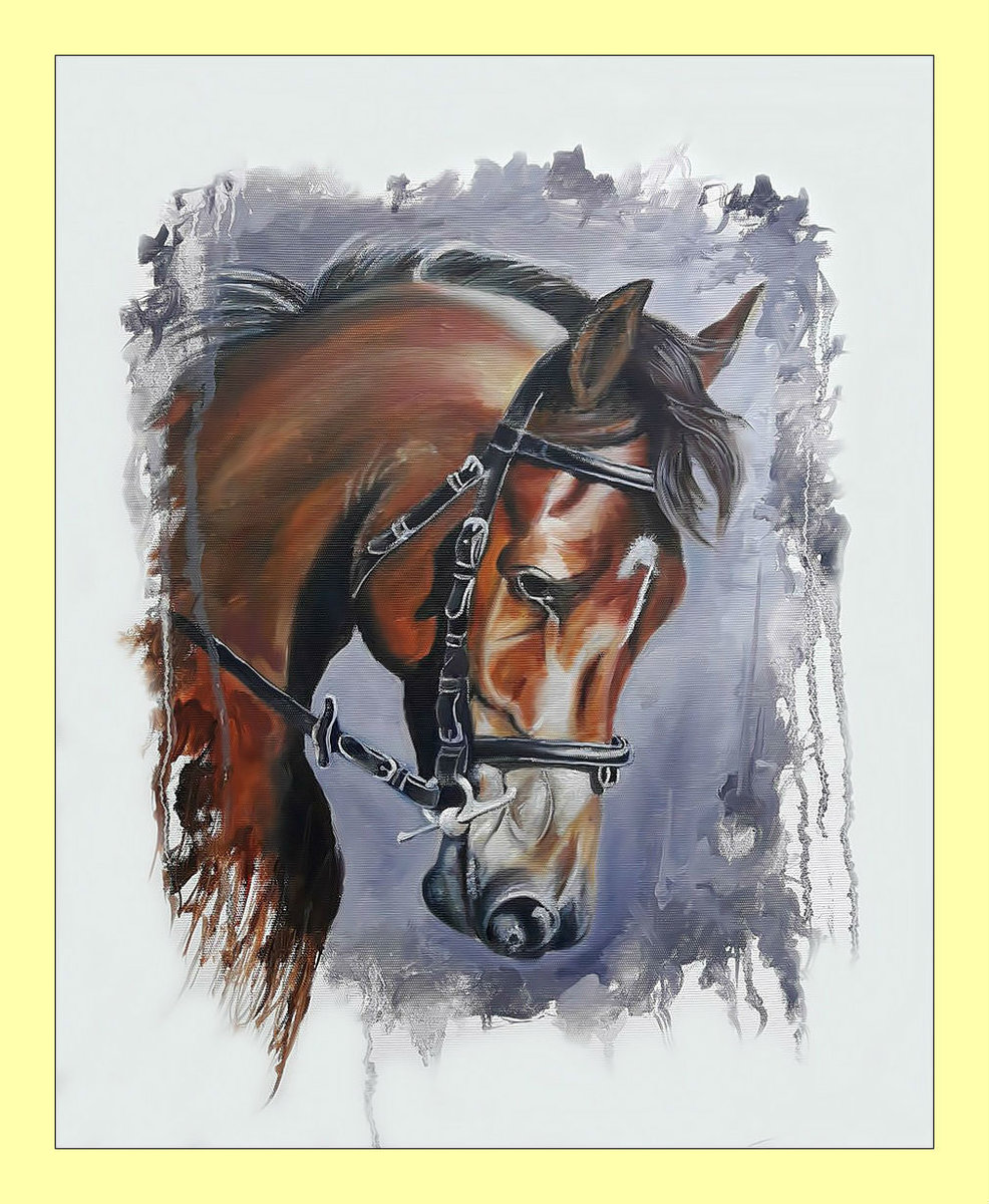 Конь. - животные, живопись, конь, лошадь - оригинал