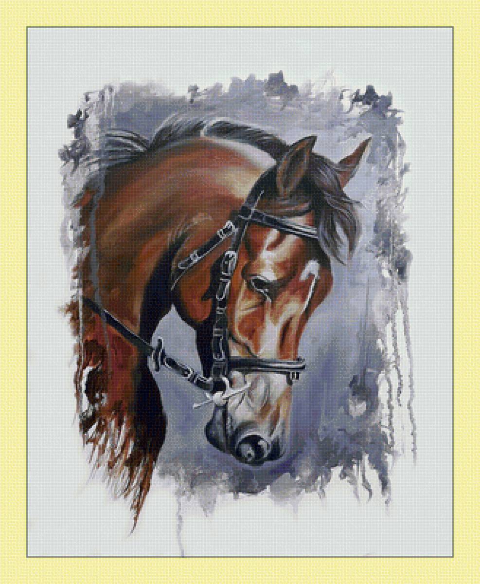 Конь. - конь, живопись, животные, лошадь - предпросмотр