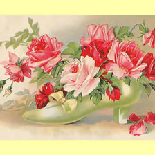 Оригинал схемы вышивки «Розы в туфельке.» (№1996626)