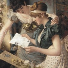 Схема вышивки «Две женщины читают письмо»