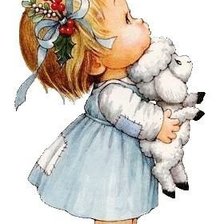 Оригинал схемы вышивки «Малышка с овечкой» (№1997825)