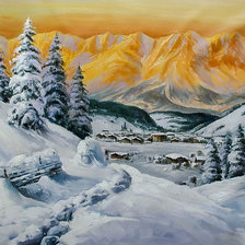 Схема вышивки «Dolomites Snowy Mountains.»