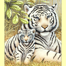 Оригинал схемы вышивки «Белые тигры.» (№2000459)