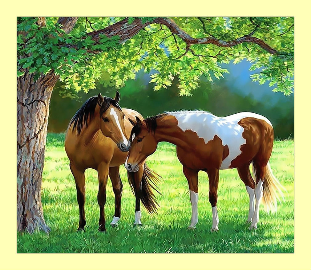 Лошади. - лошади, пейзаж, живопись, кони, животные - оригинал