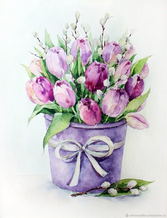 Сиреневые тюльпаны - тюльпаны, букет, цветы - оригинал