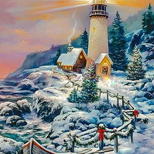 Схема вышивки «Christmas Lighthouse.»