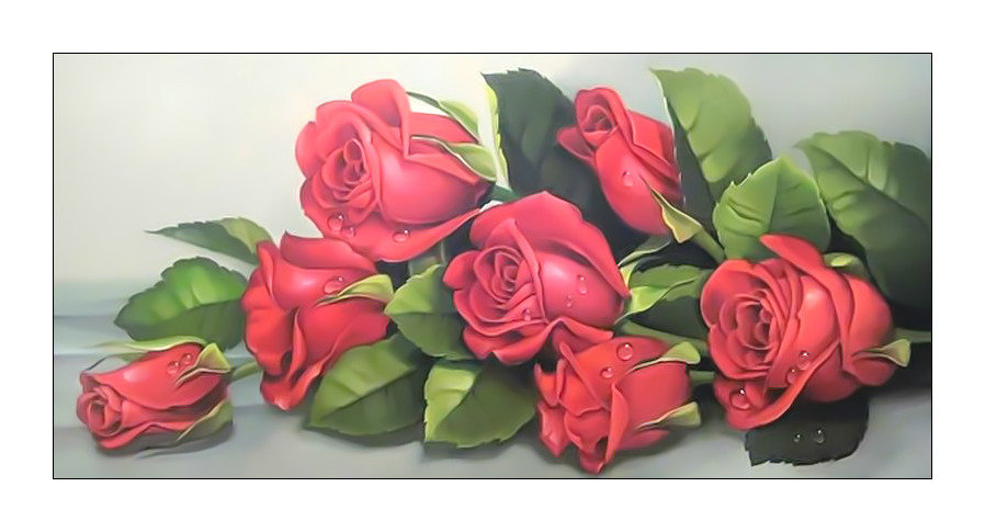 Красные розы. - цветы, букет, розы, живопись - оригинал